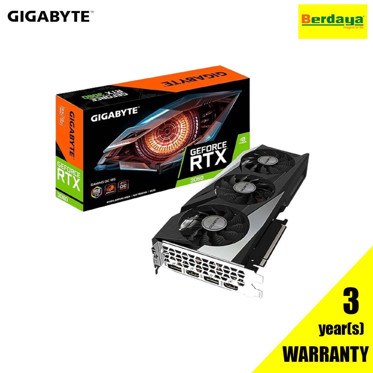 Gigabyte Geforce RTX 3060 Gaming OC 12G Graphics Card Berdaya